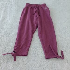 Gymshark Sweatpants Womens Small Capri Cropped Purple Gym Drawstring